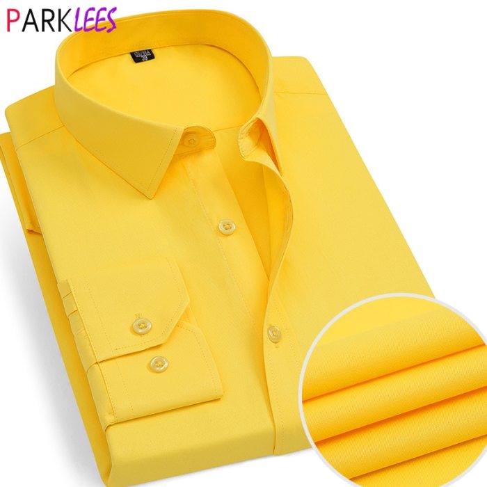 Mens mustard yellow dress shirt