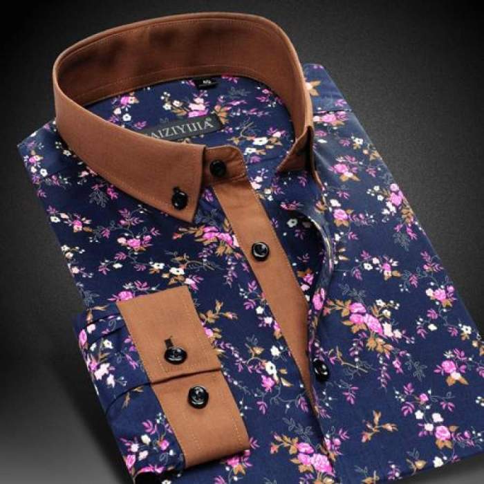 Mens white floral dress shirt