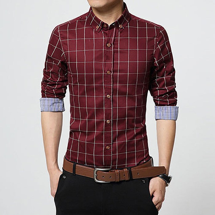 Mens red slim fit dress shirt